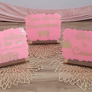 ❌️SOLD❌️ Pink and Gold Disney Wedding/Party/Event Acrylic Signs